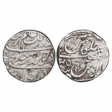 Aurangzeb, Silver Rupee, 11.43g, (Macchlipatan) Mint, Badre Munir Couplet, AH 1113/45 RY. 