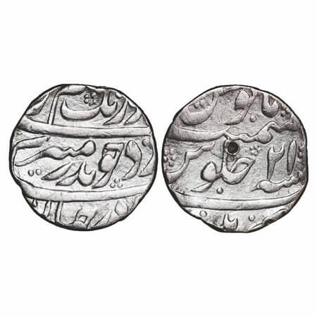 Aurangzeb, Silver Rupee, 10.85g, Patna Mint at bottom, 21 RY. KM 300.71. Very Fine, Scarce