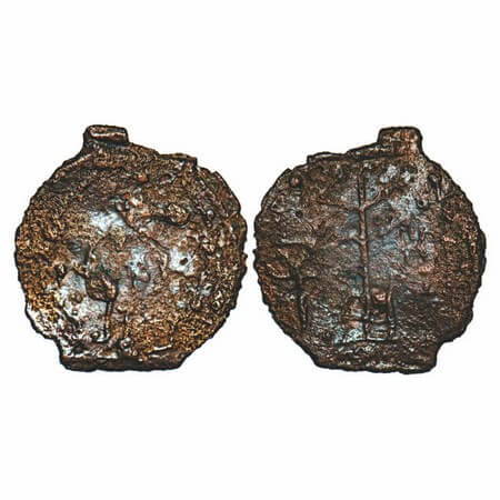Kaushambi, Vatsa Region, Gaja lakshmi type, (2nd-1st Century BC), Cast Copper Fractional U