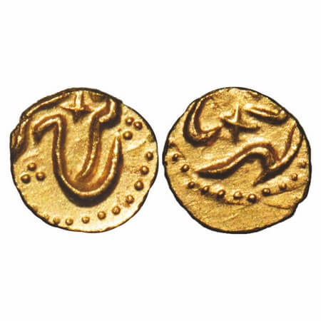 Farrukhsiyar, Gold ½ Fanam, 0.20g, Karpa Mint, complete ruler name and mint visible on suc