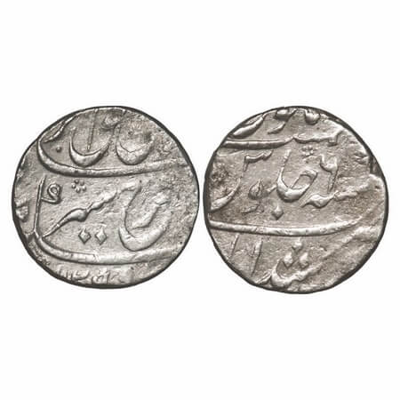 Farrukhsiyar, Silver Rupee, 11.13g, Murshidabad Mint, RY 6. KM 377.49. About Very Fine, Sc