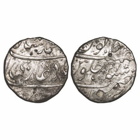 Muhammad Shah, Silver Rupee, 11.27g, Jaisinghnagar Mint, RY 27. Unlisted in KM. About Very