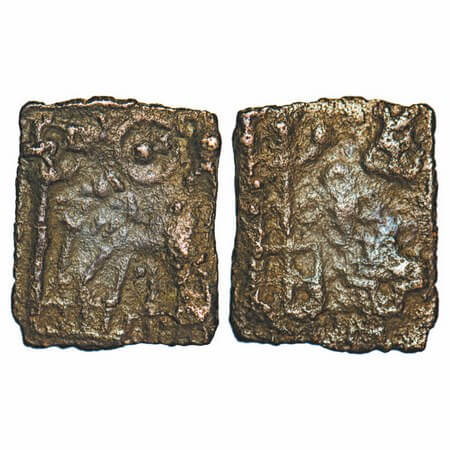 Kaushambi (Vatsa), (c.200-100 BC), Cast Copper, 1.07g, 11.34x14.01mm, Obv: Elephant to lef