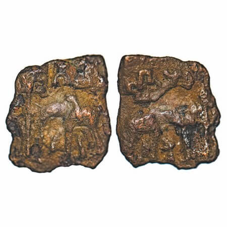 Sunga Period, Central India, Elephant facing left/right type, Cast Copper, 1.47g, 12.36x13