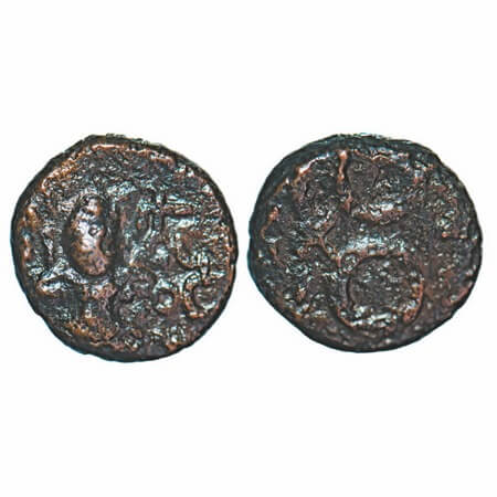 Ancient Malwa, Ujjain Region, Inscribed coin of king BHUMIMITRA (c. 200-150 BC), Copper, 2