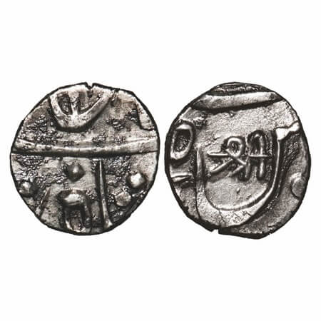 Maratha Confederacy, Silver 1/4 Rupee, 2.74g, Chakan (Mominabad) Mint, with 'Shri' on reve