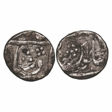 Maratha Confederacy, Silver ½ Rupee, 5.26g, Jafarabad urf Chandore Mint, INO Shah Alam II.