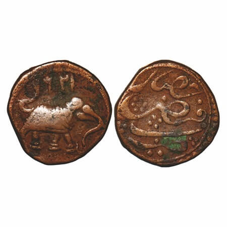 Mysore, Copper Paisa, 11.09g, Tipu Sultan, Faiz Hisar Mint, AM 1216 Retro, Obv: Date & Ele