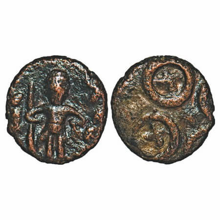 Post-Mauryan, Ujjaini Region, uninscribed die-struck (c.250-200 BC), Copper coin, Standing