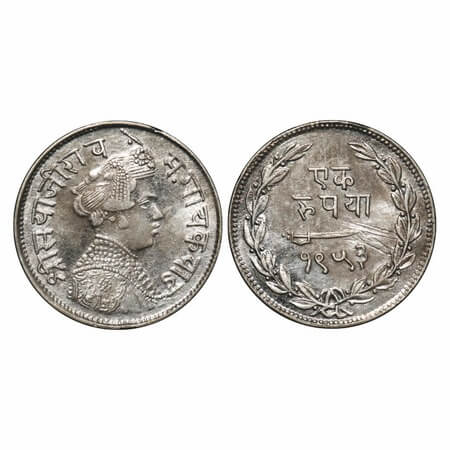 Baroda, Silver Rupee, 11.30g, Sayaji Rao III (AH 1292-1357 / 1875-1938 AD), VS 1953, Mille