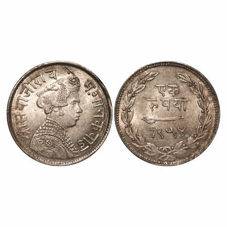 Baroda, Silver Rupee, 11.34g, Sayaji Rao III (AH 1292-1357 / 1875-1938 AD), VS 1954, Mille