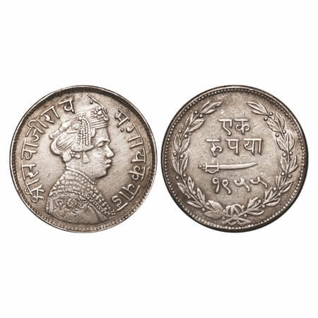 Baroda, Silver Rupee, 11.21g, Sayaji Rao III (AH 1292-1357 / 1875-1938 AD), VS 1955, Mille