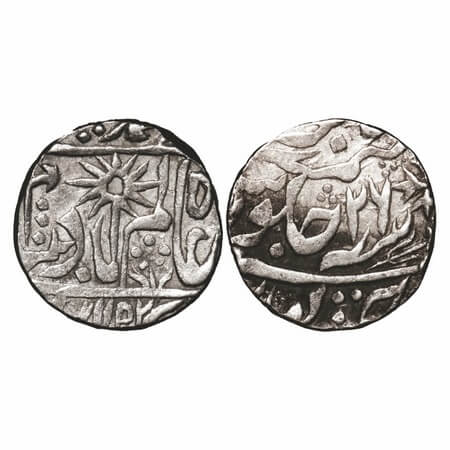 Chhatarpur, Silver Rupee, 11.00g, INO Shah Alam II, Chhatarpur Mint, 26 RY, Chakra, battle