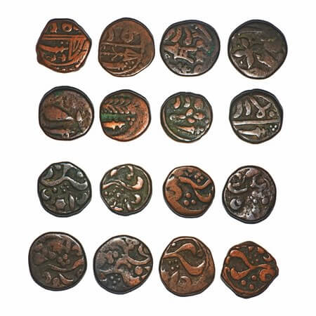 Gwalior, Copper (8 coins), Jawad mint, all different Types. Very Fine, Scarce.