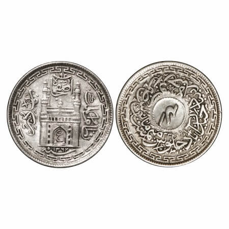 Hyderabad, Silver 4 Anna, 2.72g, Mir Usman Ali Khan (AH 1329-1367 / 1911-1948 AD), Farkhan