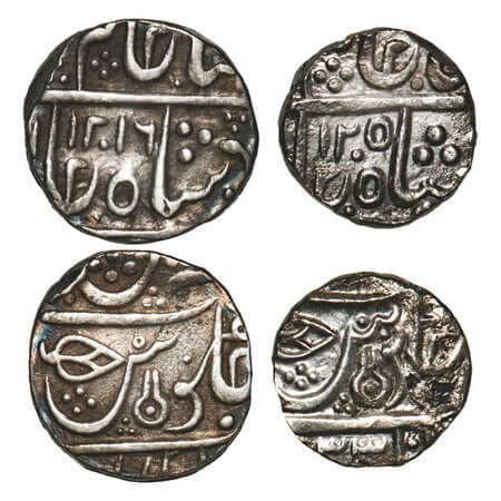 Indore, Silver Rupee & ½ Rupee (2 Coins), 11.22 & 5.54g, Ahalyabai (AH 1179-1210 / 1765-17
