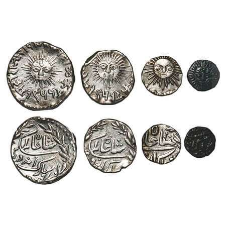 Indore, Silver Rupee, ½, ¼ & 1/8 Rupee (4 Coins), Shivaji Rao, Indore Mint, INO Shah Alam 