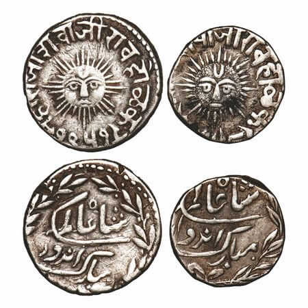 Indore, Silver Rupee & ½ Rupee (2 Coins), 11.04 & 5.54g, Shivaji Rao, Indore Mint, INO Sha