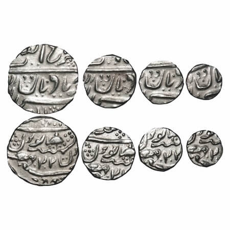 Jaisalmir, Silver Rupee, ½, ¼ & 1/8 Rupee (4 Coins), Ranjit Singh (1846-1864 AD), Akhey Sh