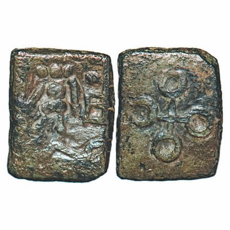 Post-Mauryan, Ujjaini Region, uninscribed die-struck (c.250-200 BC), Copper, Deity Shasthi