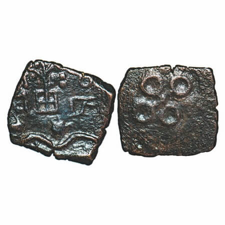 Post-Mauryan, Ujjaini Region, uninscribed die-struck (c.250-200 BC), Copper, Deity Shasthi