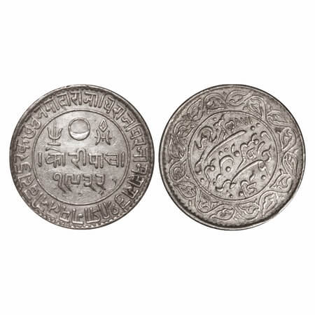 Kutch, Silver 5 Kori, 13.84g, Pragmalji II, INO Queen Victoria, VS 1932/1875 AD. Edge: KUT