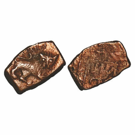 Lunawada, Copper ½ Paisa, 3.50g, Wakhat Singhji, (1942 VS), Lion to right with lunanawada 