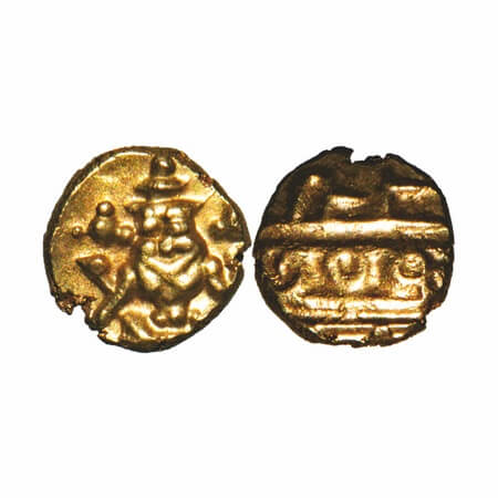 Mysore, Gold Fanam, 0.38g, Kanthirava Narasaraja Wodeyar (c. 1638-1662 AD), Obv: Narsimha 