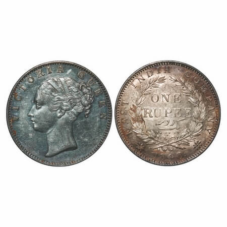 Victoria Queen, Silver, Rupee, 1840, CL, Bombay Mint, A/I(i), English Head, With Two leave