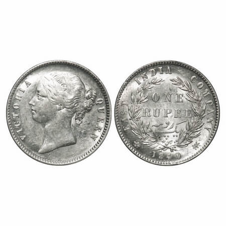 Victoria Queen, Silver, Rupee, 1840, DL, Calcutta Mint, W.W. raised, Wreath with 28 Berrie