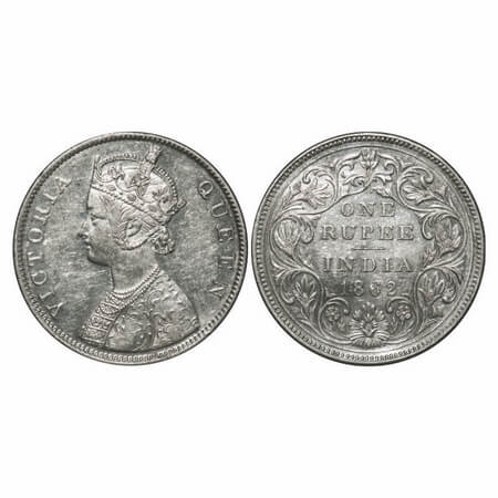 Victoria Queen, Silver, Rupee, 1862, Bombay Mint, B/II/2/0, Broken numeral 6 of year date 