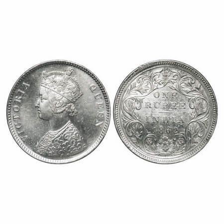 Victoria Queen, Silver, Rupee, 1862, Bombay Mint, A/II/0/4, w/o initial 'J', Crudish and b