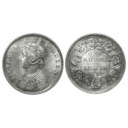 Victoria Queen, Silver, Rupee, 1862, Bombay Mint, A/II/0/4, w/o initial 'J', Crudish and b