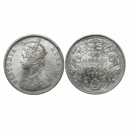 Victoria Queen, Silver, Rupee, 1876, Bombay Mint, A2/II, Dot, Inclined 1. F. Prid 147. GK 