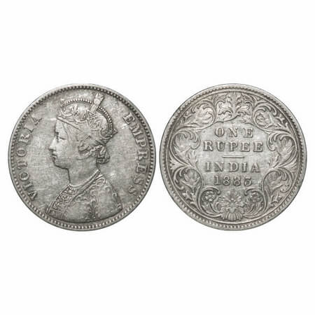 Victoria Empress, Silver, Rupee, 1883, Bombay Mint, A3/I, Dot, Flat 1. F. Prid 162. GK 477