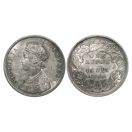 Victoria Empress, Silver, Rupee, 1886, Calcutta Mint, A4/I(i), 'C' incused, The Queens jab