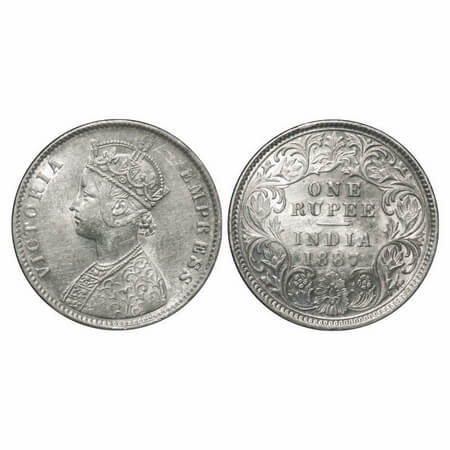 Victoria Empress, Silver, Rupee, 1887, Calcutta Mint, C3/I(i), 'C' incused, Flat 1. F. Pri