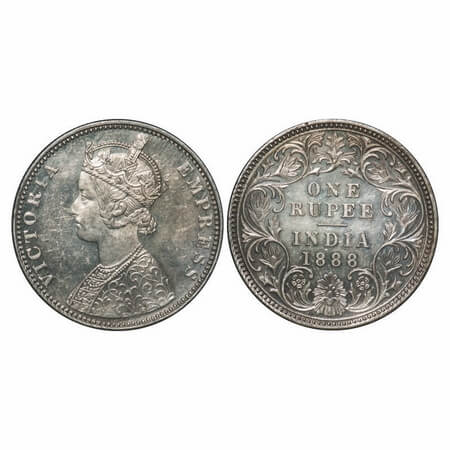 Victoria Empress, Silver, Rupee, 1888, Bombay Mint, C2/I, 'B' raised, With Proof like fini