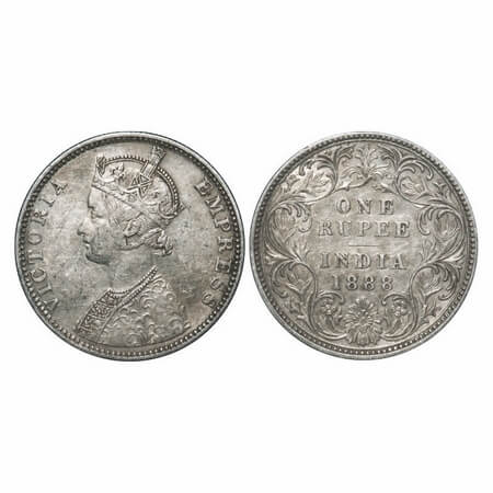 Victoria Empress, Silver, Rupee, 1888, Bombay Mint, C2/I, 'B' incused, Flat 1. F. Prid 175