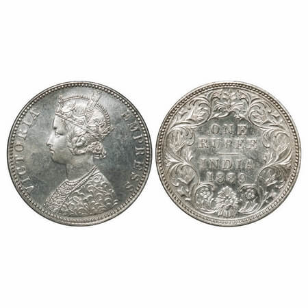Victoria Empress, Silver, Rupee, 1889, Bombay Mint, C2/I, 'B' incused, Flat 1. F. Prid 177