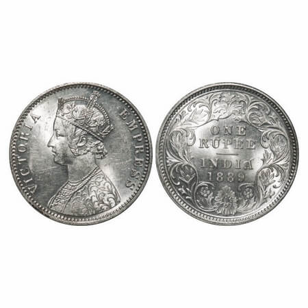 Victoria Empress, Silver, Rupee, 1889, Calcutta Mint, C3/I(i), 'C' incused, Ghost on Rev, 