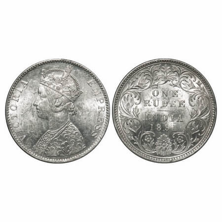 Victoria Empress, Silver, Rupee, 1891, Bombay Mint, C2/I, 'B' incused, Flat 1. F. Prid 179
