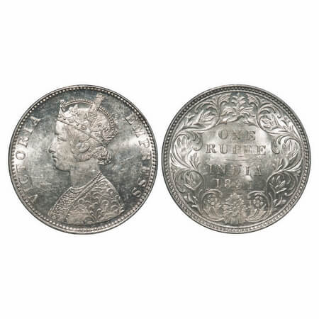 Victoria Empress, Silver, Rupee, 1891, Bombay Mint, C2/I, 'B' incused. F. Prid 179. GK 569