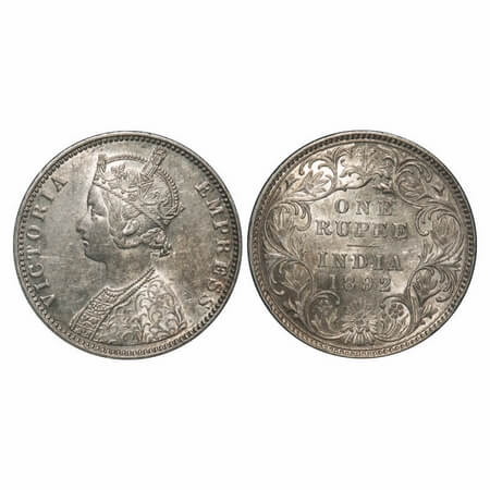 Victoria Empress, Silver, Rupee, 1892, Bombay Mint, C2/I(ii), 'B' raised, Big 'B', Flat 1.