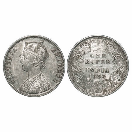 Victoria Empress, Silver, Rupee, 1893, Calcutta Mint, C3/I(i), 'C' incused, Flat 1. F. Pri