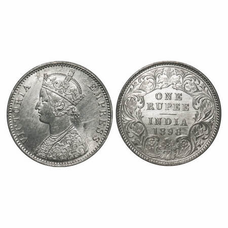 Victoria Empress, Silver, Rupee, 1898, Calcutta Mint, C3/I(i), 'C' incused, Flat 1. F. Pri