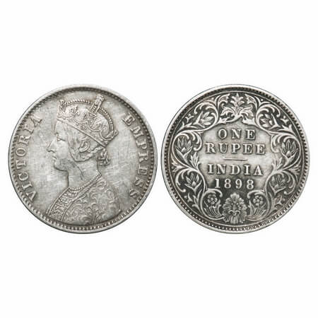 Victoria Empress, Silver, Rupee, 1898, Calcutta Mint, C3/I(i), 'C' incused, Flat 1. F. Pri