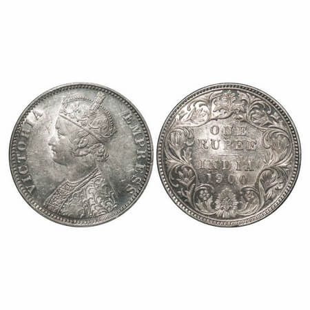 Victoria Empress, Silver, Rupee, 1900, Bombay Mint, A3(i)/I(ii), 'B' incused, Error, Struc
