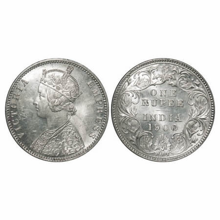 Victoria Empress, Silver, Rupee, 1900, Bombay Mint, A3(i)/I(ii), 'B' incused, Ghost on Obv