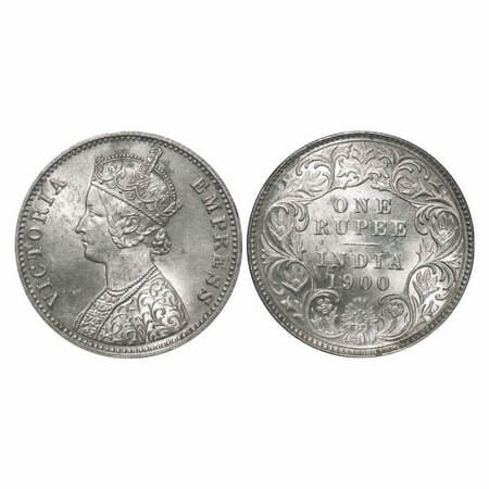 Victoria Empress, Silver, Rupee, 1900, Calcutta Mint, C3/I(i), 'C' incused, Die cracks on 